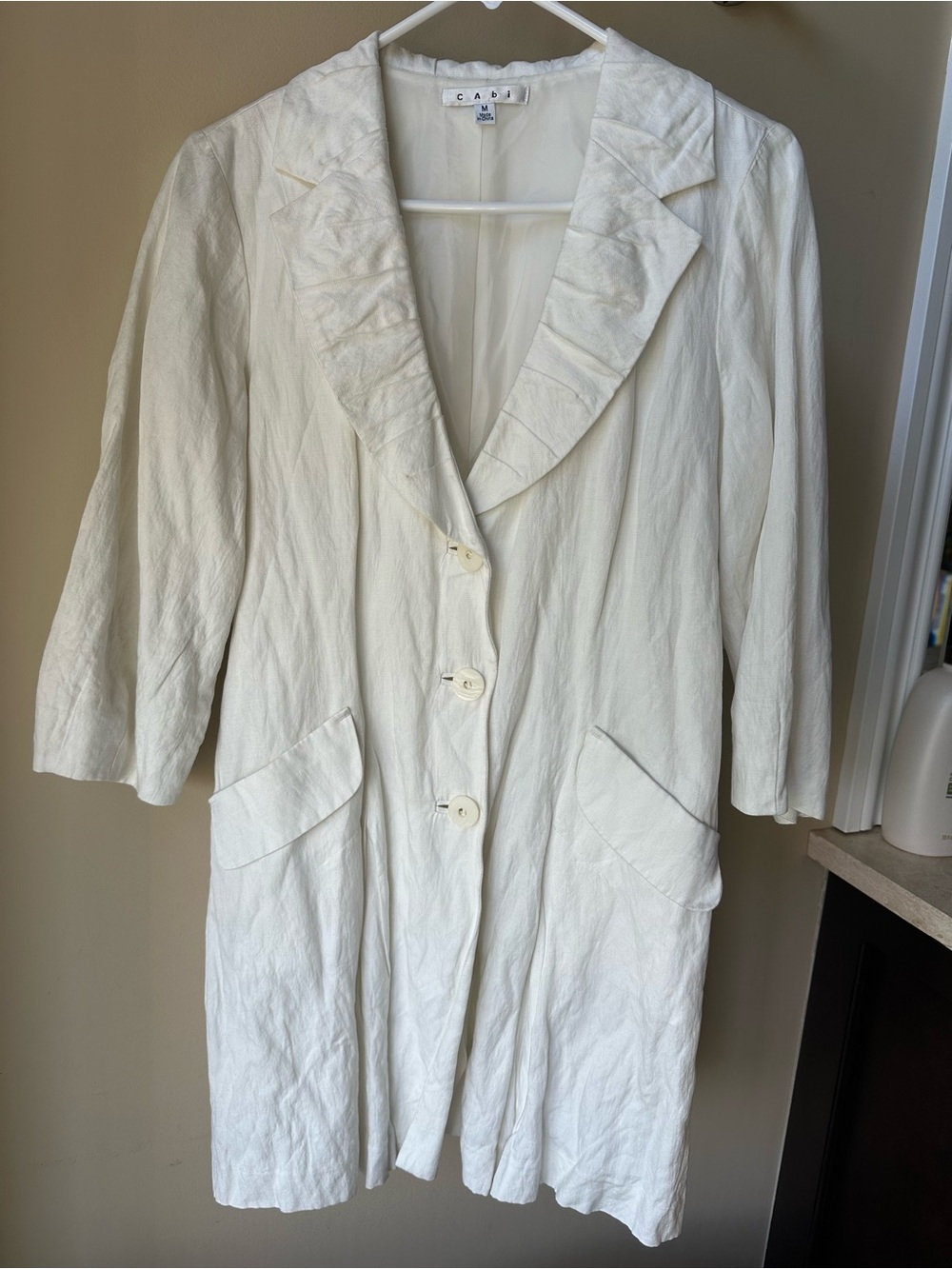CAbi Cream Button Front Blazer
